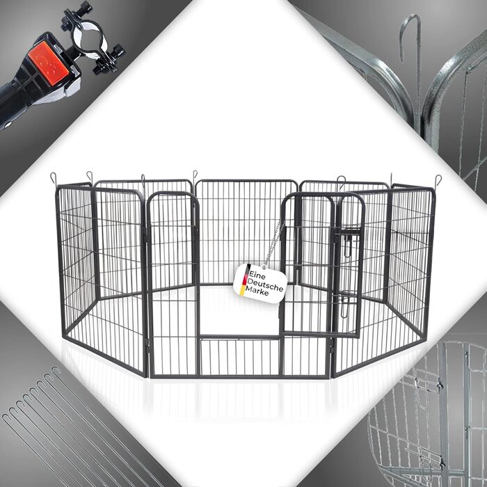 Клітка для цуценят Zoomundo 100см, XL, 8-кутна, чорна (XXL)