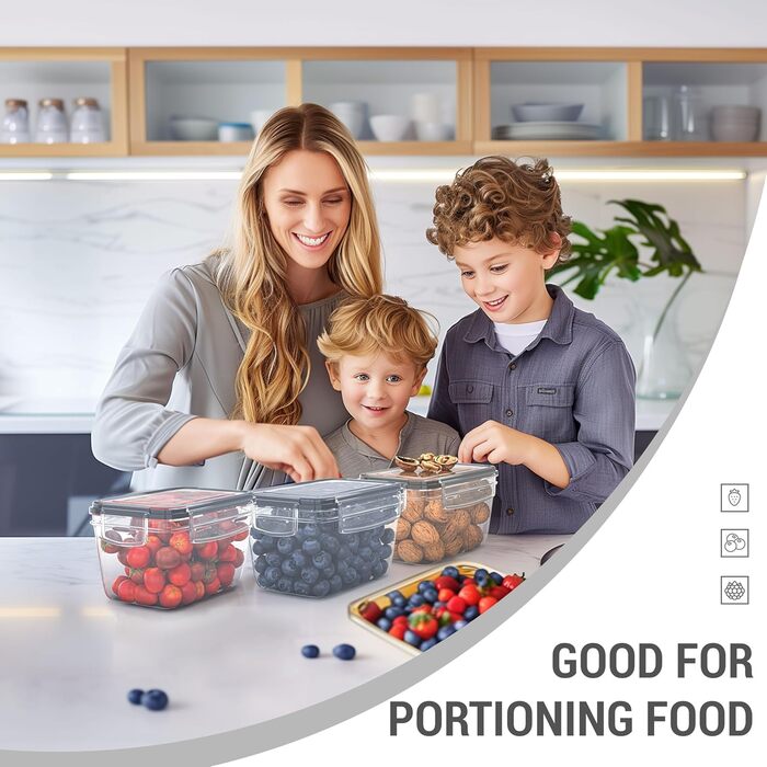 Набір контейнерів для зберігання GREEN MORE 39L, 25 шт. з кришкою, герметичні, BPA-free, для кухні, для борошна, цукру, круп та ін.