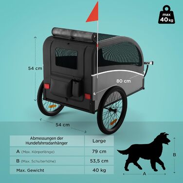 Фаркоп для велосипеда з собакою - Складаний фаркоп для собак до 40 кг з відбивачами, сумісний з електровелосипедами, чорний (сірий)