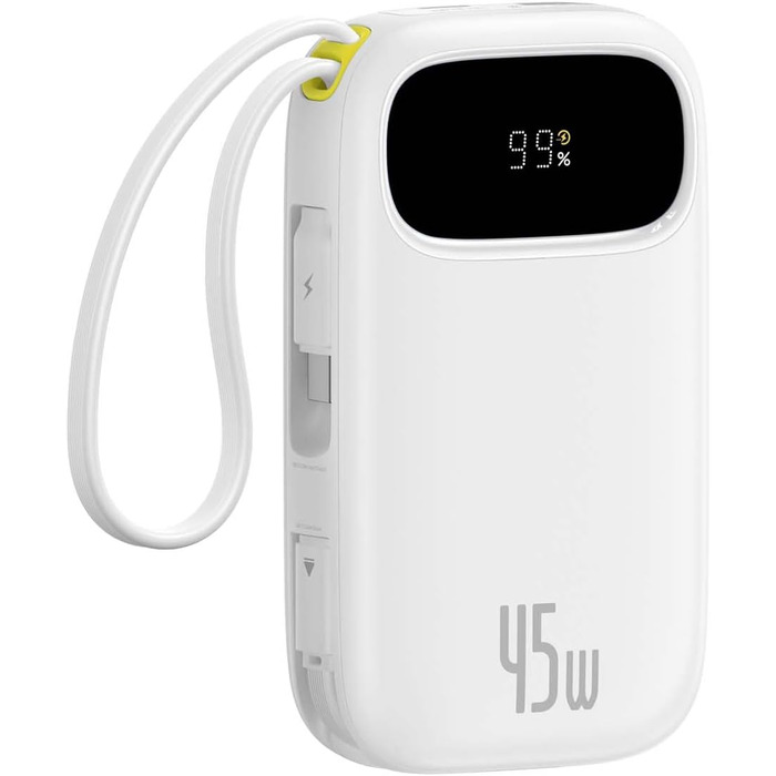 Power Bank Baseus QPow3 20000mAh 45W з 3 USB-C та 1 USB-A, LED дисплеєм, PD3.0, QC4.0, з кабелями, для iPhone, iPad, Galaxy