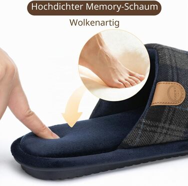 Чоловічі домашні капці GOEWY з ефектом пам'яті (Memory Foam), відкриті пальці, дихаючі та протиковзкі, для дому та вулиці, сині, розмір 42/43 EU
