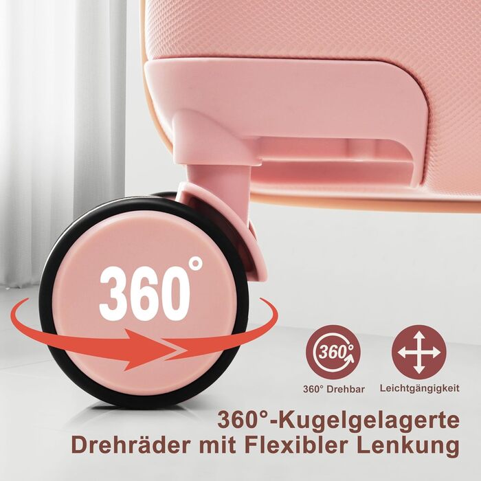 Набір валіз Merax Hartschalen 5 в 1: 3 валізи + 2 косметички, рожево-хакі, з колесами