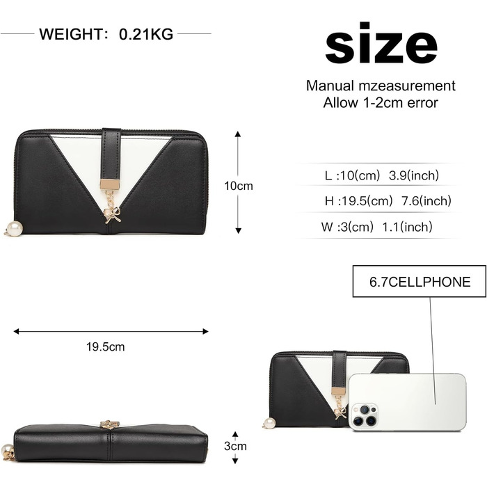 Сумка жіноча Lulu Daen середнього розміру зі штучної шкіри (PU) - чорна, комплект з гаманцем, для роботи, подорожей, бізнесу