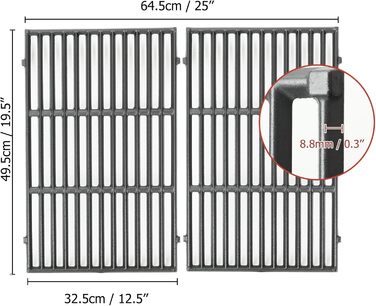 Решітка для гриля Weber Genesis 300 серії Onlyfire, емальований сталь, заміна 7524/7528, 49,5x32 см