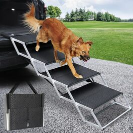 SDLDEER Dog Car Ramp - 4 Step Portable Pet Ramp for Cars, Adjustable Height, Up to 80kg (70-90cm)