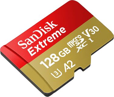 Карта пам'яті SanDisk 128GB Extreme microSDXC UHS-I з адаптером, швидкість читання до 190 МБ/с