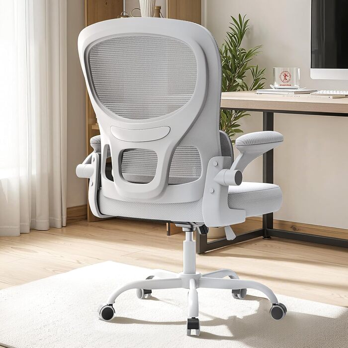 Офісний стіл Naspaulro: ергономічне крісло з регульованою підголівником, підлокітниками та підтримкою попереку. Динамічний поворотний стіл з дихаючою сіткою для дому та офісу (Сірий 2, без підголівника)