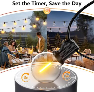 LED гірлянда GLUROO для вулиці, 7.6м, 12+1 лампочки G40, тепле світло, вологостійка, для саду, вечірок, диммер