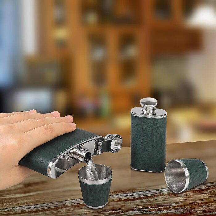 Набір фляга 260 мл з нержавіючої сталі, фляга для віскі, міні-фляга, подарунок (зелена)