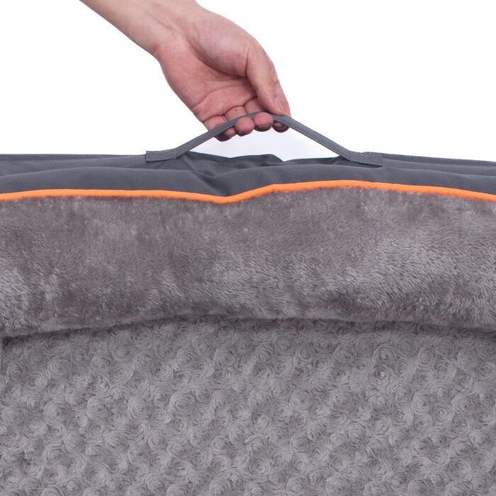 Ортопедичне собаче ліжко преміум-класу для середніх собак - XL, світло-сіре. Зручна петля, водовідштовхувальний вкладиш, м'яке, знімний чохол, 89 x 63 x 17 см