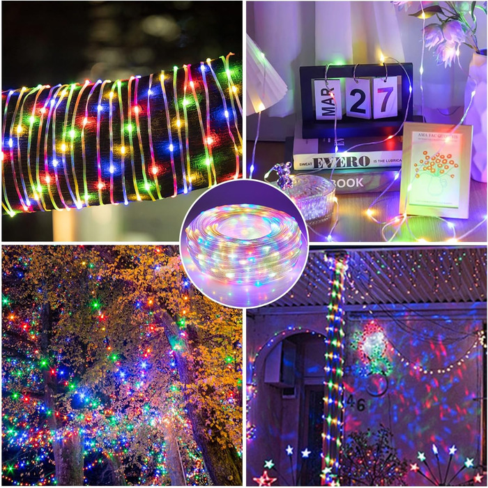Гірлянда світлодіодна MOLVCE 10м, 100 LED, тепле біле світло, 8 режимів, вологостійка, з таймером, для декору приміщень та саду