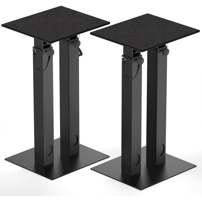 Регульовані підставки для колонок з кабельний-менеджментом, комплект 2 шт, стійки для підлогових динаміків з протиковзаючими килимками EVA, навантаження до 10 кг, 26 x 22 x (42-74.5) см
