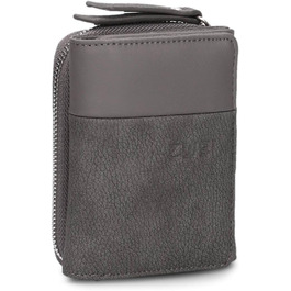 Two Ladies Wallet Eva EVW15 compact wallet, 6 card slots, ONE bill compartment, ONE see-through pocket, coin pocket on the outside, compartment for shopping trolley coins, modern and elegant wallet (Nubuk-Stone)