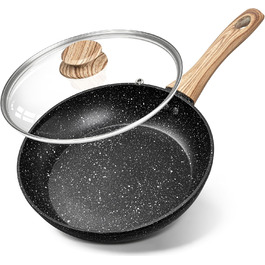 Сковорода з антипригарним покриттям Michelangelo з кришкою 28 см, глибока сковорода для смаження та тушкування, чорна, підходить для індукційних плит