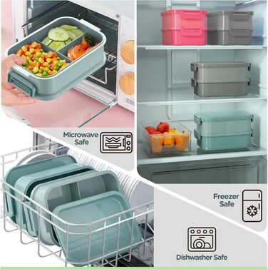 WayEee Ланчбокс для дорослих 2130 мл, Bento Box, витікання, Brotdose, BPA Free, для офісу, школи (Зелений)