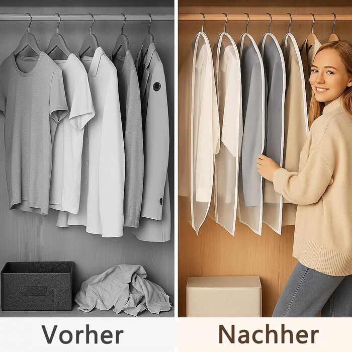 Набір мішечків для одягу CNMTCCO, 6 шт., 60x100 см та 60x120 см, прозорі, захист від пилу та вологи