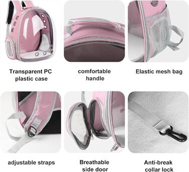 Сумка-переноска для котів, домашніх тварин, рюкзак-переноска, передня кишеня для маленьких, середніх котів, цуценят, собак (Рожева)