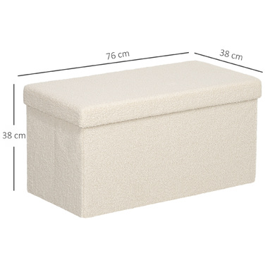 HOMCOM Storage Bench, Folding Bench, Upholstered Bench with Velvet Look, Ottoman Bench for Entrance Hall, Bedroom, Living Room, 76 x 38 x 38 cm Cream White | Aosom