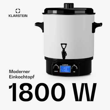Klarstein Biggie Small - Canning Machine, Canning Pot, Preserving Pot, Mulled Wine Maker, electric, 16L capacity, 2000 watts, adjustable temperature, timer up to 120 minutes, (White, 27 Liter (digital))