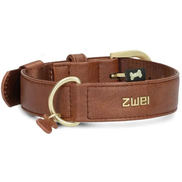Нашийник для собак ZWEI Leo LE15 з якісної штучної шкіри, регульований, середній/великий розмір, колір cognac