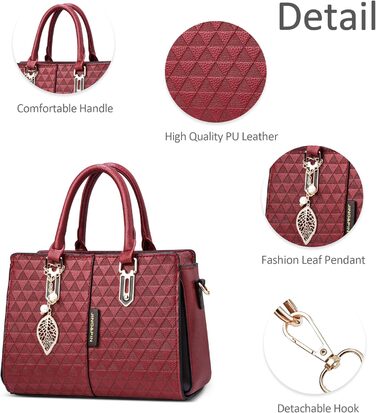 Стильна жіноча сумка-шопер Elegante Einfach середнього розміру з ручками та ланцюжком, захист від крадіжки, червона PU шкіра, для подорожей, роботи, вечірок