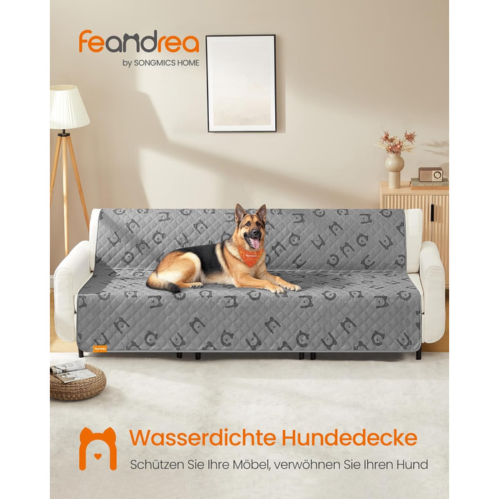 Водонепроникний килимок для собак Feandrea, 178x76 см, захист для авто/дивану, машинне прання, антиковзаюча підкладка, стеганий дизайн, сірий (XXL 208x173 см)