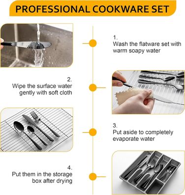 Набір столових приборів Velaze, 24 штуки, нержавіюча сталь 18/10, набір столових приборів на 6 осіб (ложки, виделки, ножі, чайні ложки), полірований, з подарунковою коробкою, придатний для миття в посудомийній машині