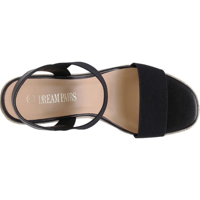 Босоніжки жіночі DREAM PAIRS на танкетці, чорні еспадрильї 39 EU