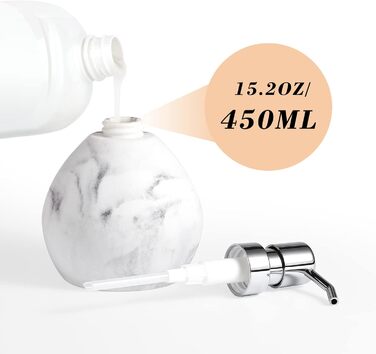 Диспенсер для рідкого мила Luxspire Marmor 320 мл, білий мармур, для ванної кімнати та кухні
