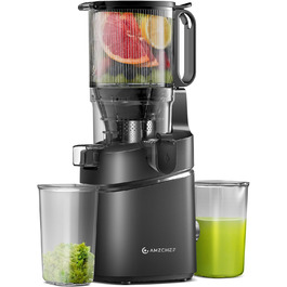 AMZCHEF Automatic All-in-One Juicer, 135MM Opening and 1.8L Juicer for Vegetables and Fruit, 250W Juicer Slow Juicer Test Winner with Triple Filter - Black