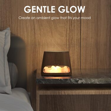 SALKING Аромадифузор з підсвіткою та ефектом полум'я, 150 мл, темне дерево | Увлажнитель повітря, для ефірних олій, 3 режими яскравості