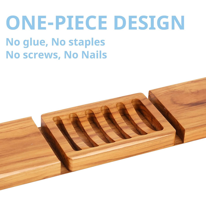 Дерев'яна мильниця з теку (водоспад) від HTB - мильниця з дерева для ванної, кухні, умивальника та стільниці