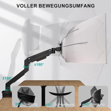 Кріплення для монітора WALI до 49 дюймів, одноплечий, чорний, VESA 75/100 мм, до 15 кг