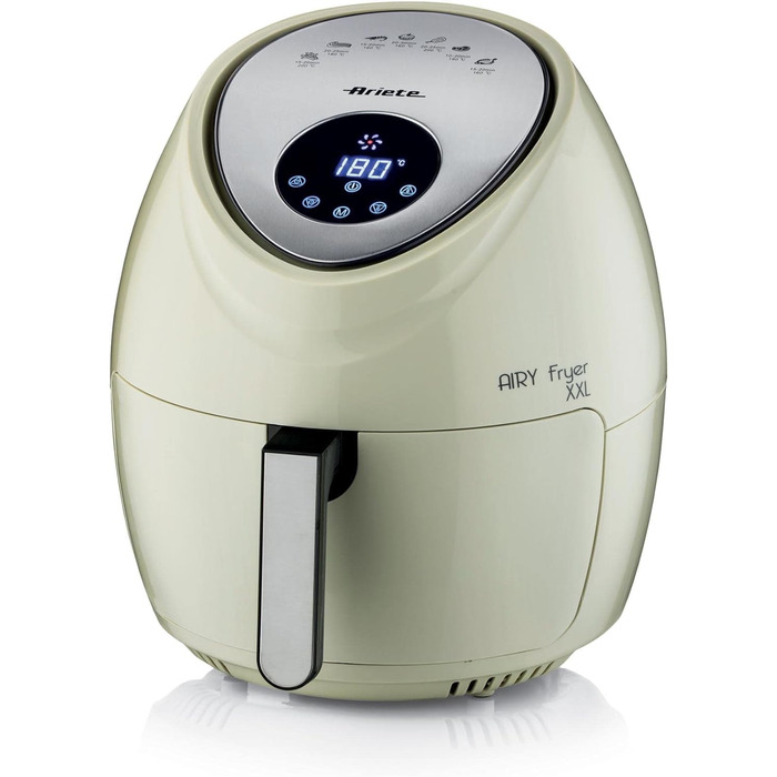 Ariete Air Fryer XXL 4618, Hot Air Fryer 7 Liter, 60-Minute Timer, LCD and Touchscreen with 7 Cooking Levels, Maximum Temperature 200° C, Capacity 2.5Kg, 1800W, Beige