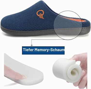 Зимові теплі капці Mishansha унісекс з ефектом пам'яті (Memory Foam) для дому та вулиці, темно-сині, розмір 40/41 EU