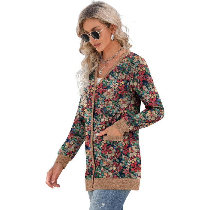 Жіночий трикотажний кардиган GRECERELLE з довгими рукавами, V-подібний виріз, з кишенями та ґудзиками, м'який, довгий, елегантний, для осені, в'язаний, колір морської хвилі (S)