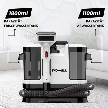 Портативний пилосос для чищення килимів Powell Waschsauger 450W, 13kPA, для килимів, диванів, автомобілів (сірий)