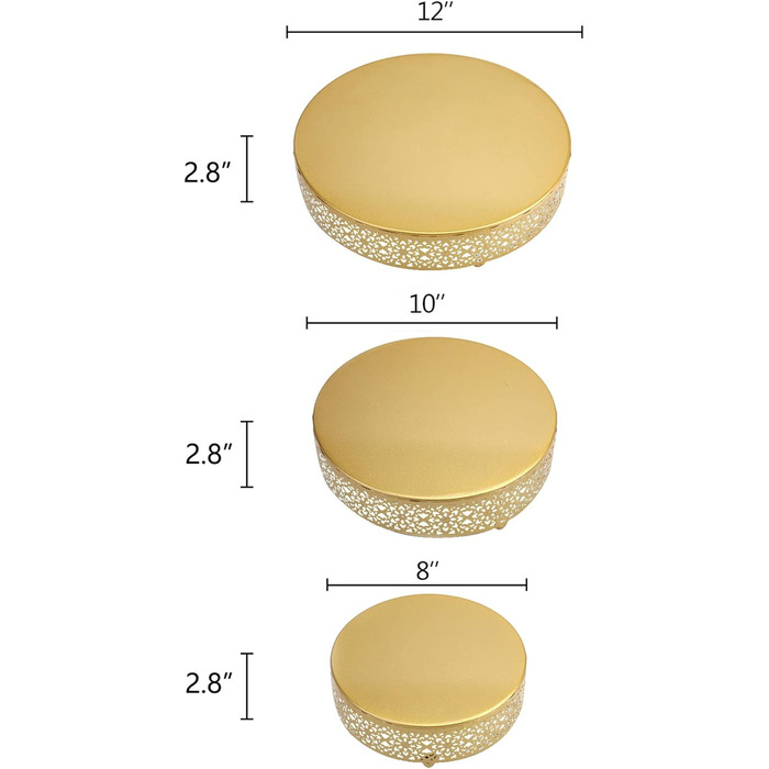 Набір підставок для тортів Hedume (3 шт.), металеві, круглі - для вечірок, свят, днів народжень