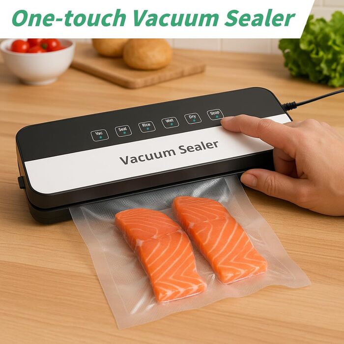 Вакуумний пакувальник 6-в-1 для продуктів харчування, сухий/вологий режим, пристрій для запечатування з вакуумними пакетами