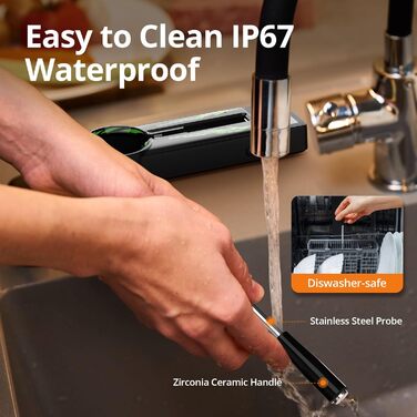 Бездротовий термометр для м'яса з Bluetooth 5.1, 100 м, додаток з рецептами, LED дисплей, для приготування їжі, духовки, BBQ, гриля