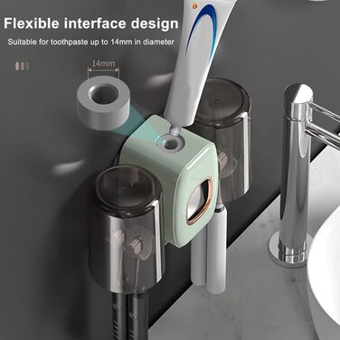 УФ-дезінфектор для зубних щіток з підставкою на стіну, стерилізатор, сушарка, розумний (світло-зелений)