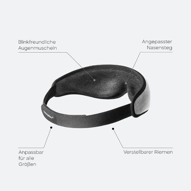 Ostrichpillow - Маска для сну | Ергономічна 3D-маска для сну | Підлаштовується під форму обличчя | Блокує світло для повної темряви | Сірий колір (Midnight Grey)