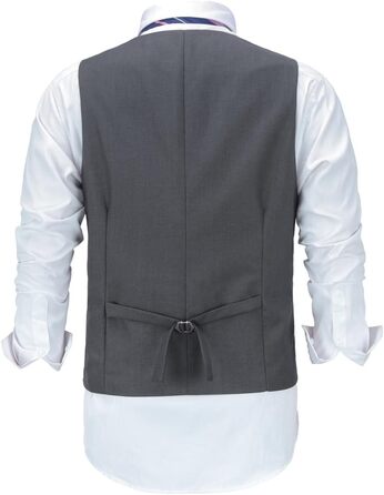 Чоловіча жилетка Allthemen V-подібний виріз, однобортна, Slim Fit, для ділового костюма, Western (XXL, темно-сіра)