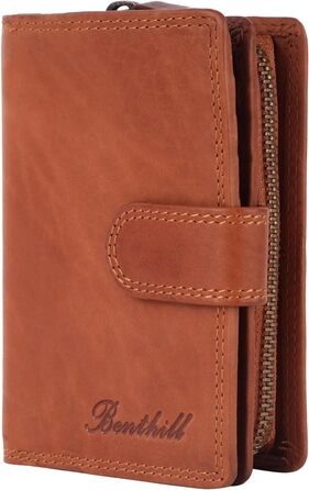Benthill Wallet Women's Genuine Leather | Small Cardholder with RFID Protection | Wallet with 8 Card Slots & Coin Pocket | Genuine Leather Vintage Women's Wallet incl. Gift Box, Color: Brown