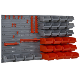 Tool Wall Tool Holder Red Gray 63.5x22.5x95.5 cm for Garage Workshop Organization System