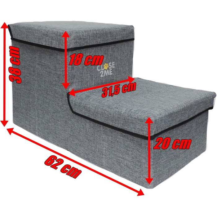 Сходинки для домашніх тварин CLOSE2ME PetStair Deluxe з місцем для зберігання, двоступеневі