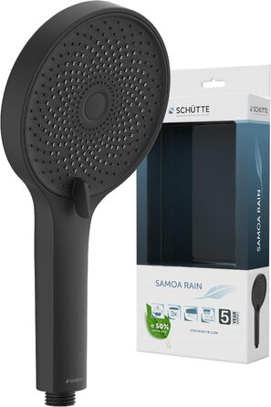 Ручна лійка для душу SCHÜTTE SAMOA RAIN | З технологією Samtstrahl | 300+ форсунок | 3 режими | Антинакип | Чорний