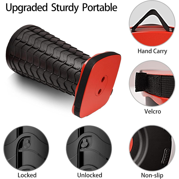 Складний стілець-телескоп для кемпінгу, риболовлі та відпочинку на природі (червоний)