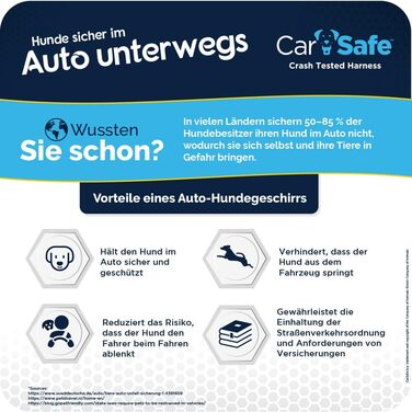 CarSafe: Автомобільний шлейка для собак, безпечний та комфортний (розмір L, Blue)