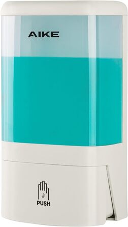 Дозатор мила рідкого AIKE для офісу, промислових приміщень та ванної кімнати, 1200 мл, настінний, з замком, прозорий індикатор